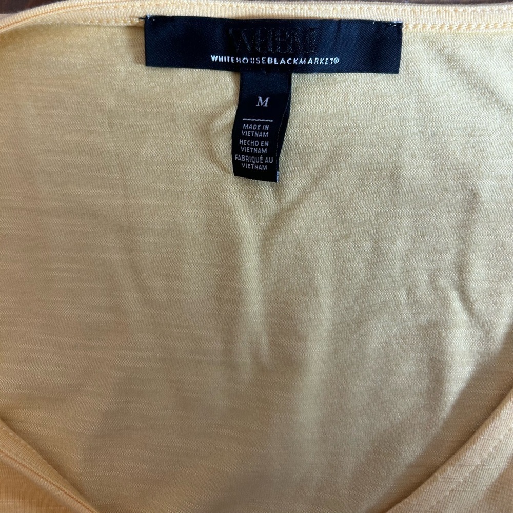 WHBM Size M Butter Yellow Slub Smocked Kimono Dress Beach Coastal Reaortwear - Picture 9 of 12